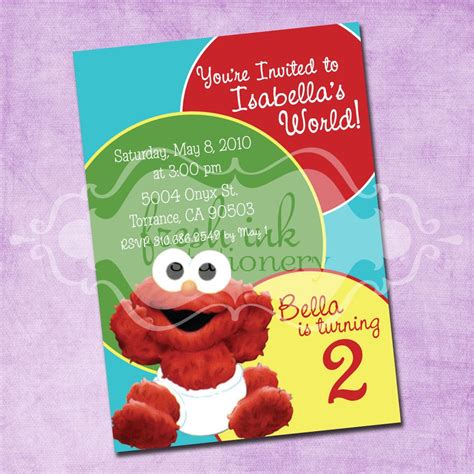 Baby Elmo Birthday Party Invitation by FreshInkStationery on Etsy | Elmo birthday, Birthday ...