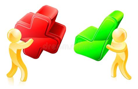 Cross and Tick Cartoon Characters Stock Vector - Illustration of emoji ...