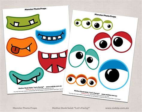 Monster Eyes and Mouths Printable Photo Props - for Photo Booth Fun ...