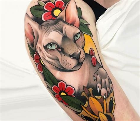 Sphynx cat tattoo by Yeray Perez | Post 30289 | Sphynx cat tattoo, Traditional tattoo animals ...