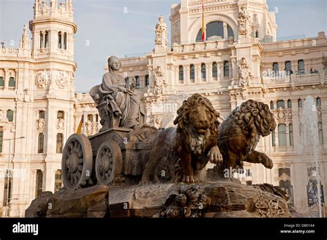 the fountain Fuente de Cibeles and the former post office Palacio de Comunicaciones or Palacio ...