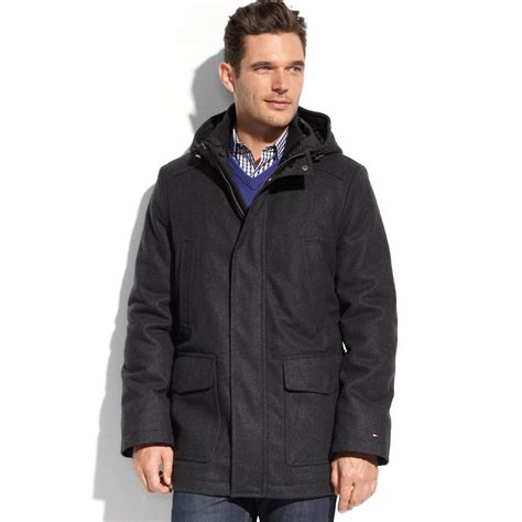 Lyst - Tommy Hilfiger Melton Wool Hooded Stadium Coat in Black for Men