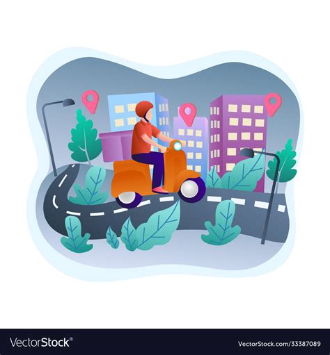 Delivery man riding in bike Royalty Free Vector Image