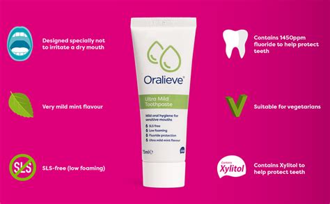 Oralieve Ultra Mild Toothpaste (1 x 75ml), SLS-Free Dry Mouth Toothpaste, Oralieve Toothpaste ...