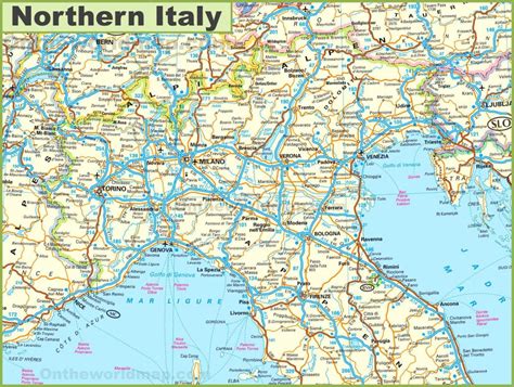 Mapa del norte de Italia ciudades del Norte de Italia mapa turístico (el Sur de Europa - Europa)