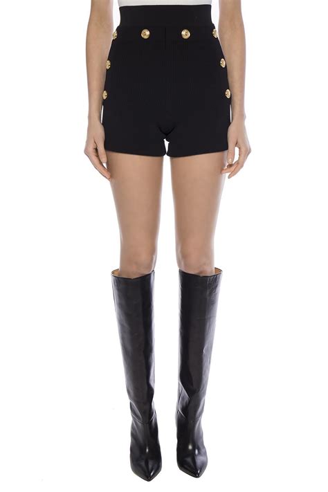 Balmain Button Embellished Shorts in Black - Lyst