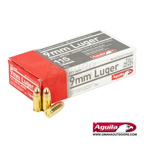 Aguila Ammunition Ammo 9mm 115 gr FMJ 50 Round Box 1E097704 - Omaha Outdoors