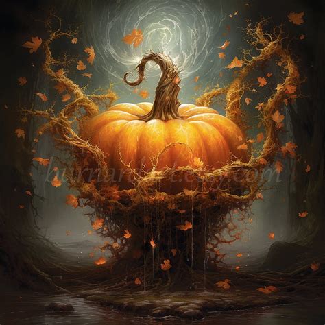 Halloween Pumpkin Digital Download Fantasy Fall AI Art Print Printable ...