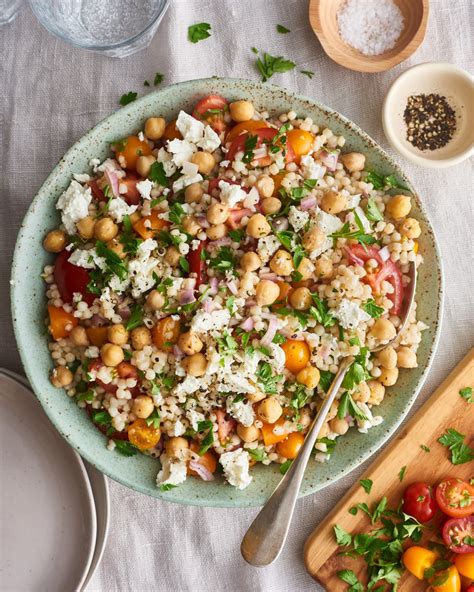 Israeli Couscous Salad with Feta, Chickpeas, and Herbs | ttrich | Copy Me That