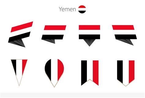 Yemen national flag collection, eight versions of Yemen vector flags ...