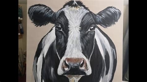 Time lapse cow acrylic painting demonstration - YouTube