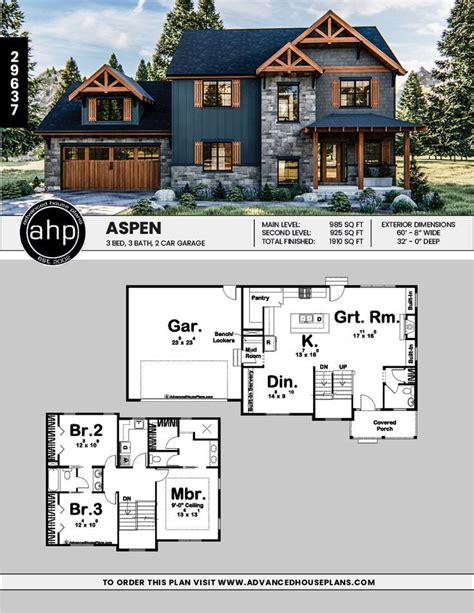 2 Story Craftsman | Aspen | Craftsman house plans, Family house plans, House blueprints