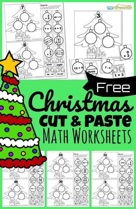 ? Free CUT and PASTE Christmas Math Worksheets - Worksheets Library