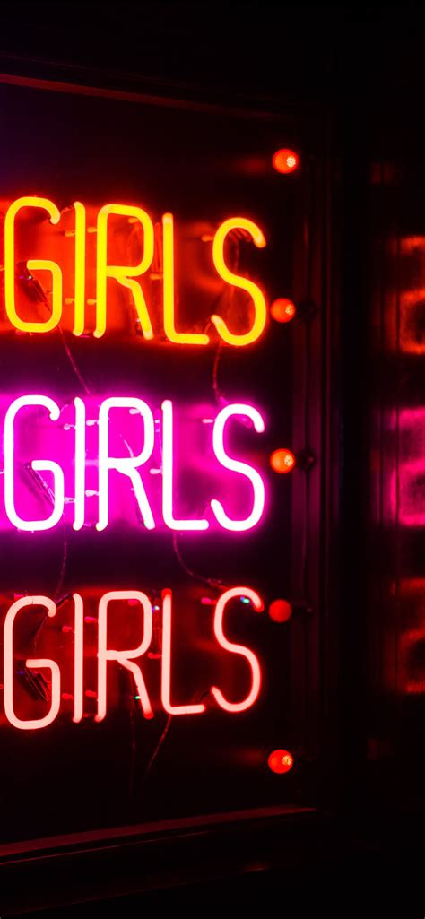 Girls neon light signage iPhone Wallpapers Free Download