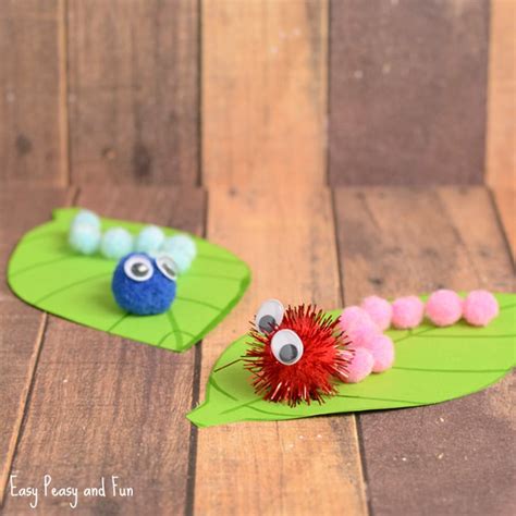 Caterpillar Pom Pom Craft - Spring Craft Ideas - Easy Peasy and Fun