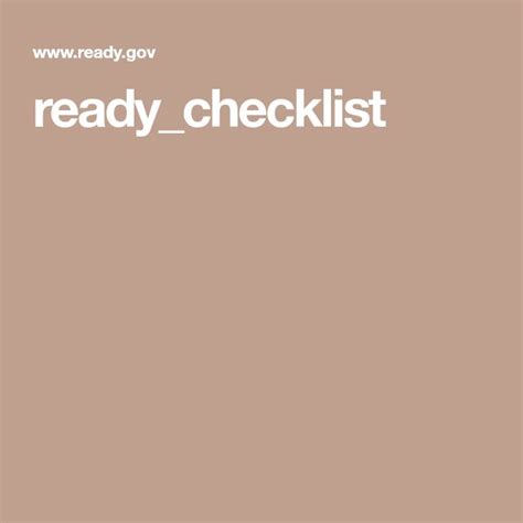 ready_checklist | Checklist, Preparation, Preparedness