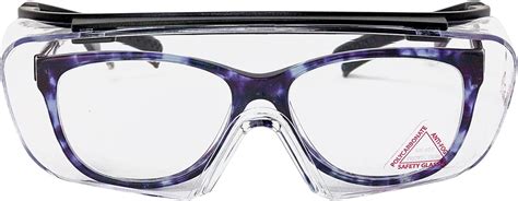 Details about Clear Safety Glasses Fit Over Glasses Side Shields ANSI Z87.1 Blue Trim Business ...
