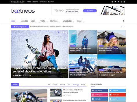 Bootstrap 4 template news portal magazine - BootNews