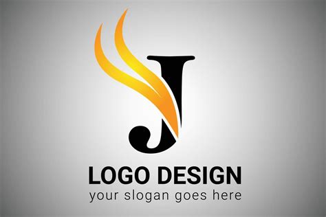 Letter J logo design with yellow and orange elegant minimalist wing. Creative J letter Swoosh ...