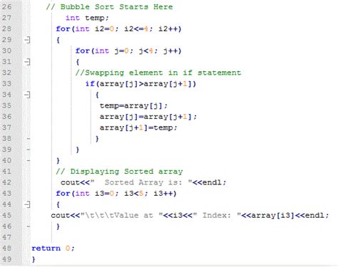 Bubble sort in c++ code example ~ C++ Programming Tutorial for Beginners