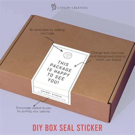 Editable Minimalist Box Seal Sticker Template | Packaging Box Label Sticker | Printable Box Seal ...