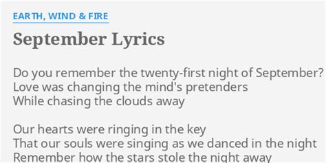 "SEPTEMBER" LYRICS by EARTH, WIND & FIRE: Do you remember the...