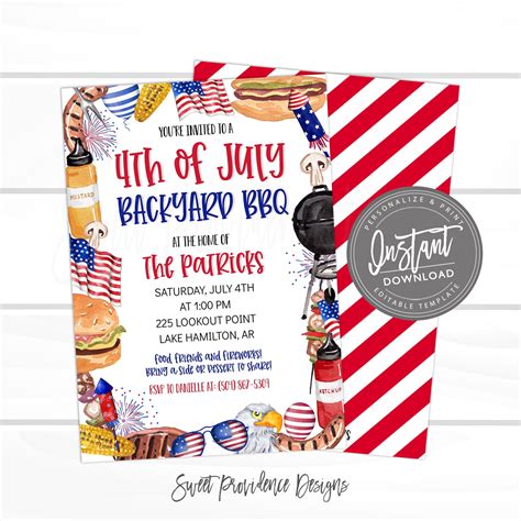 4th of July BBQ Invitation | Sweet Providence Designs