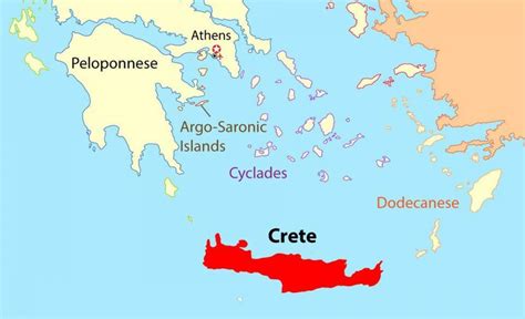 Kreta kort Grækenland - Kort over Kreta, Grækenland (det Sydlige Europa - Europa)