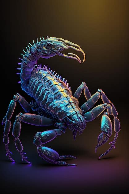 Premium AI Image | A colorful scorpion with a black background.