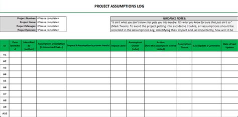 Project Action Log Template Excel | Classles Democracy