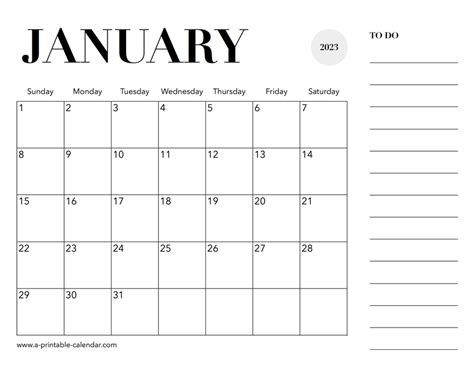 2023 Calendar January - A Printable Calendar