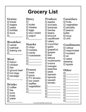 Great for people with visual impairments, this basic grocery list has large print. Free to ...