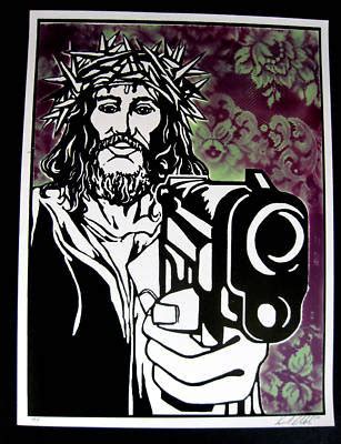 gangster jesus graffiti art print shepard fairey obey | #129095580