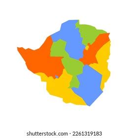 Zimbabwe Political Map Administrative Divisions Provinces Stock Vector ...