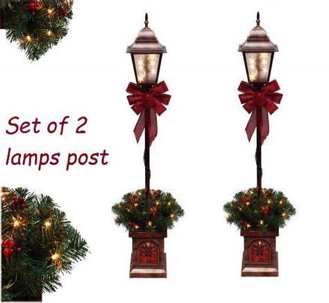 Christmas Lamp Post Outdoor Decoration Set Of 2 Tree Pre-Lit 4 Feet Lighted Yard #ChristmasLampPost