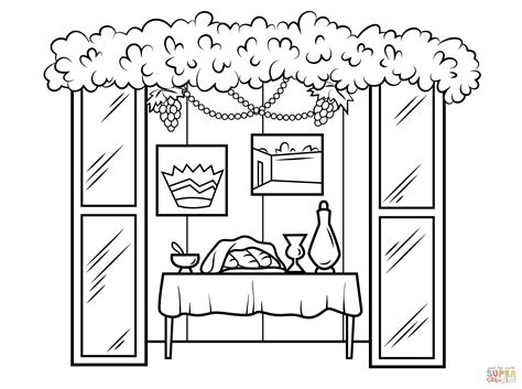 Sukkah for Sukkot coloring page | Free Printable Coloring Pages