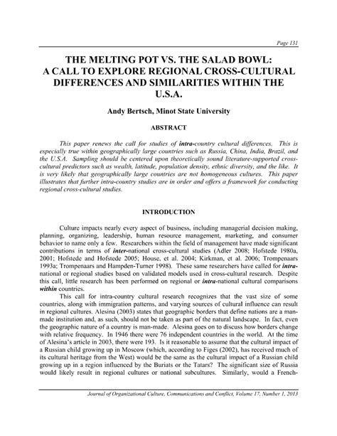 (PDF) The Melting Pot vs. the Salad Bowl: A Call to Explore Regional ...