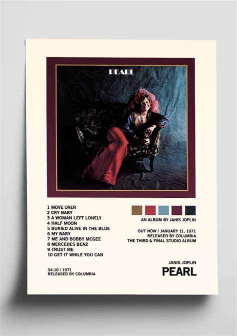 Janis Joplin 'Pearl' Album Art Tracklist Poster – The Indie Planet