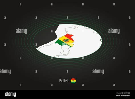 Bolivia map in dark color, oval map with neighboring countries. Vector map and flag of Bolivia ...