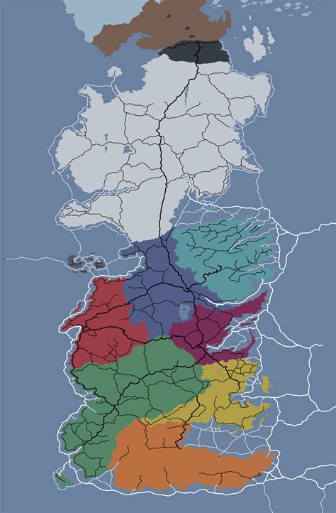 [EVERYTHING] I drew a political map of Westeros with roads and sea ...