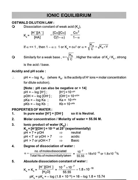 SOLUTION: Ionic equilibrium notes - Studypool