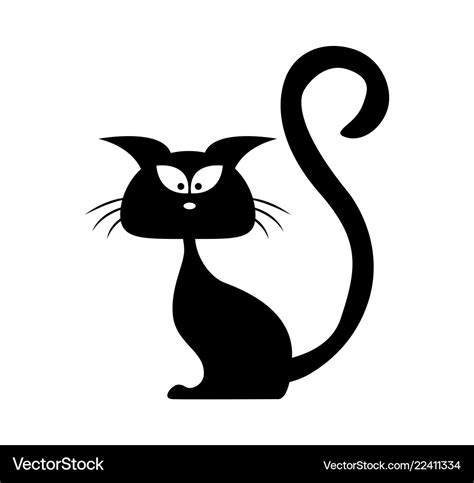 Halloween black cat silhouette cartoon clipart Vector Image