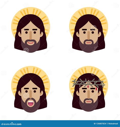 Jesus Christ Face Flat Icon Stock Vector - Illustration of vector, style: 126887824