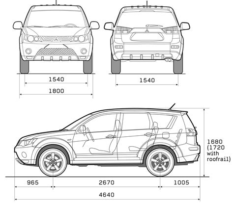 2008 Mitsubishi Outlander SUV blueprints free - Outlines