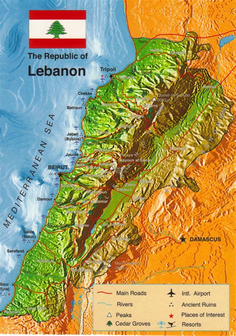 Lebanon Map Postcard | Physical map of Lebanon | crayolamom | Flickr