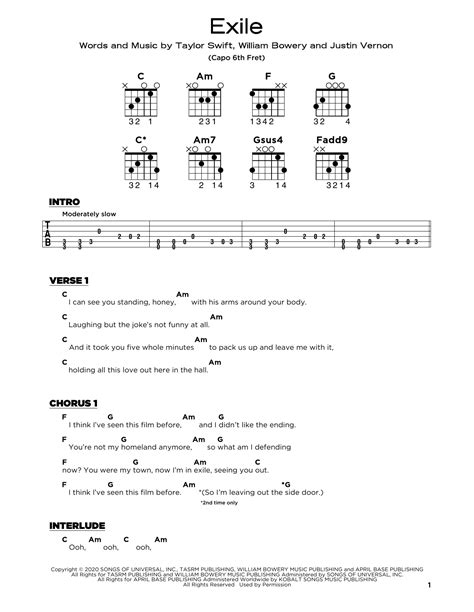 exile (feat. Bon Iver) Sheet Music | Taylor Swift | Really Easy Guitar