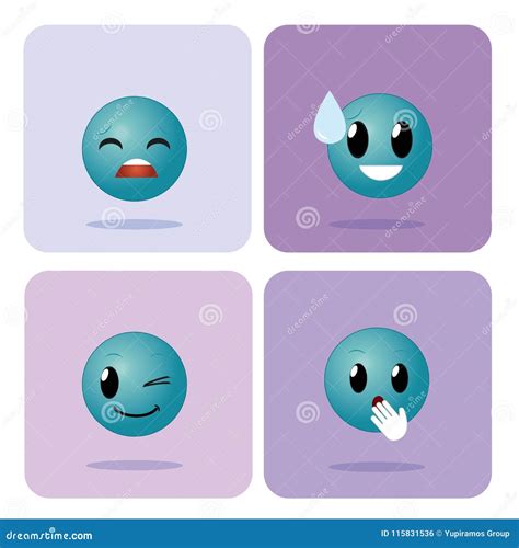 Set of Emojis on Squares Icons Stock Vector - Illustration of face, joke: 115831536