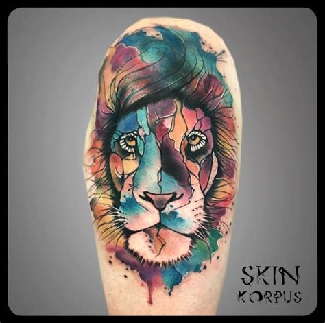 Watercolor lion | Watercolor lion, Animal tattoo, Watercolor