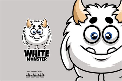 White Monster Mascot Logo Graphic by ajiwaluyo88 · Creative Fabrica