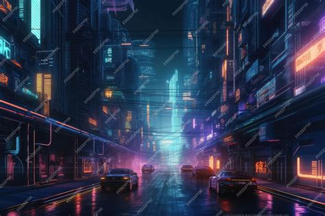 Premium AI Image | Illustration of a futuristic cyberpunk night city